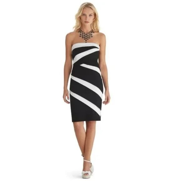 WHBM Color Block Strapless Instantly Slimming Dress - Picture 1 of 2